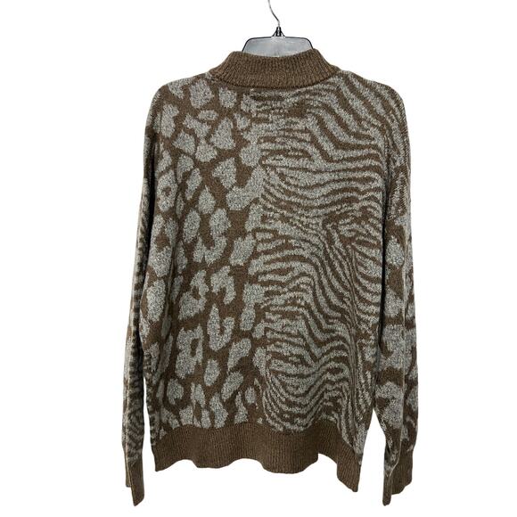 Vero Moda Animal Print Mock Neck Pullover Sweater Brown Grey Size 2X NEW! - Picture 10 of 13